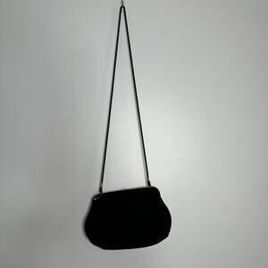 Talbots Women's Vintage‎ Black / Green Velvet Mini Clutch Crossbody Evening Bag